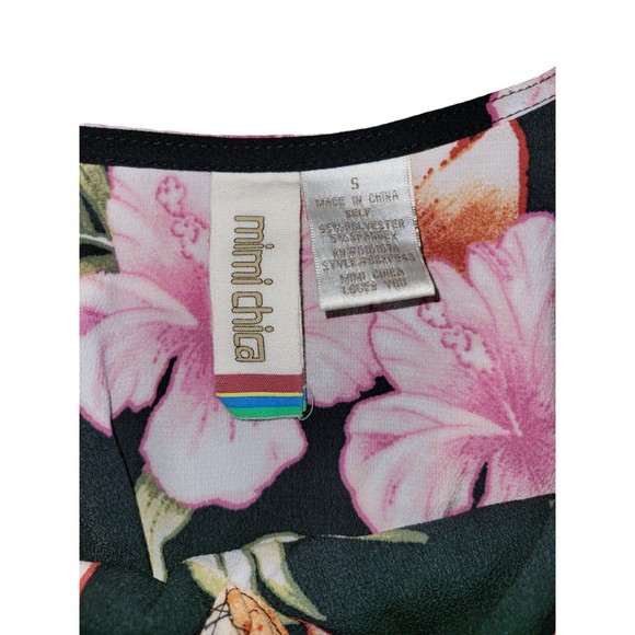 Mimi Chica Loves You Spaghetti Strap Ruffle Tropical Floral Dress Hi Low Small S - Picture 10 of 12